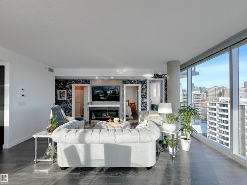 1804 9720 106 Street, Edmonton, AB - Indoor Photo Showing Living Room With Fireplace