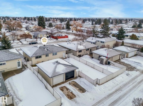 Snowy aerial view featuring a residential view - 14924 81 Street, Edmonton, AB 