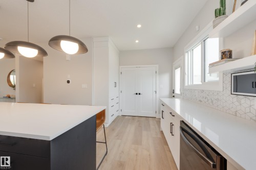 205 Caledonia Drive, Leduc, AB - Indoor Photo Showing Kitchen With Upgraded Kitchen