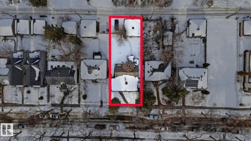 Aerial map of property and surrounding area featuring property boundaries highlighted - 11520 78 Avenue Nw, Edmonton, AB - Outdoor