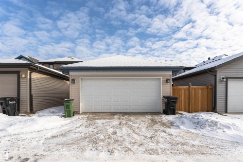 View of snow covered garage - 4008 Allan Crescent, Edmonton, AB - Outdoor With Exterior