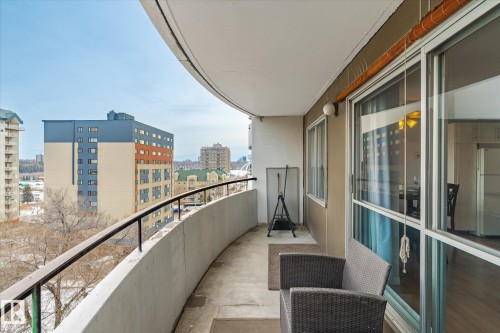 Balcony with a city view - 304 9725 106 Street, Edmonton, AB - Outdoor With Exterior