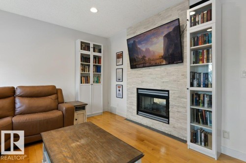 22 Otter Crescent, St. Albert, AB - Indoor Photo Showing Living Room With Fireplace