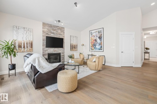 18 8 Lynx Close, St. Albert, AB - Indoor Photo Showing Living Room With Fireplace