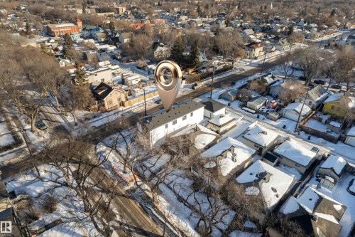 Aerial view of property's location featuring nearby suburban area - 9531/ 9533 115 Ave, Edmonton, AB - Outdoor With View