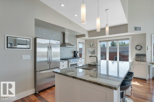 401 30 St Joseph Street, St. Albert, AB - Indoor Photo Showing Kitchen With Stainless Steel Kitchen With Double Sink With Upgraded Kitchen