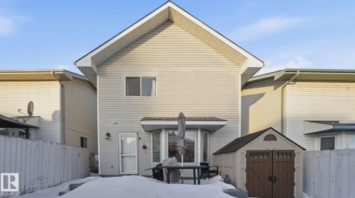 Snow covered property featuring a storage shed - 1509 Jarvis Cr, Edmonton, AB - Outdoor With Exterior