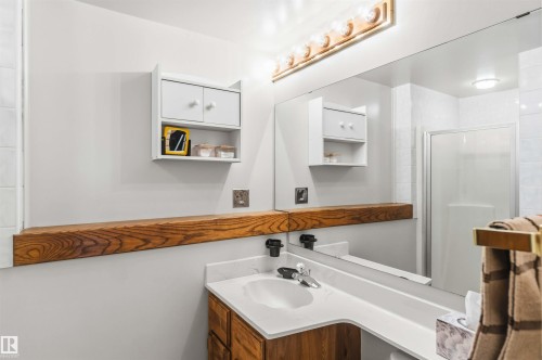 Full bathroom with vanity and a shower stall - 17619 94 Ave, Edmonton, AB - Indoor Photo Showing Bathroom