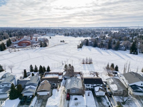 Snowy aerial view featuring a residential view - 4423 18 Avenue, Edmonton, AB - Outdoor With View