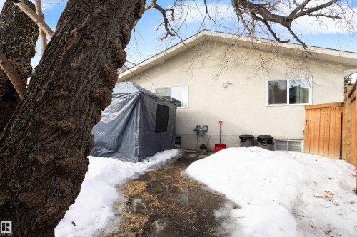 View of side of property with stucco siding - 4423 18 Avenue, Edmonton, AB - Outdoor