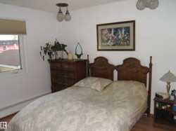 Bedroom featuring wood finished floors and a baseboard radiator - 