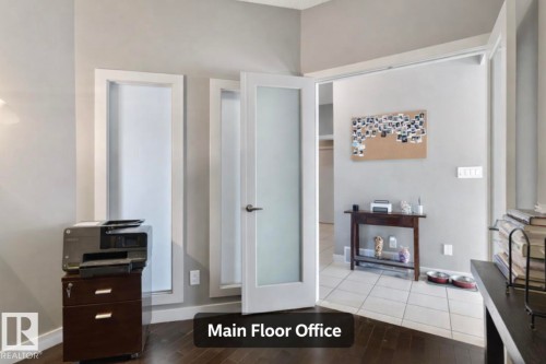 Office space featuring dark wood-style flooring - 21703 86 Avenue, Edmonton, AB - Indoor