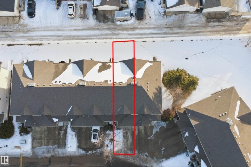 Aerial perspective of suburban area with property boundaries highlighted - 8 230 Edwards Drive, Edmonton, AB -  With View