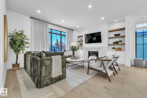 10603 140 Street, Edmonton, AB - Indoor Photo Showing Living Room With Fireplace