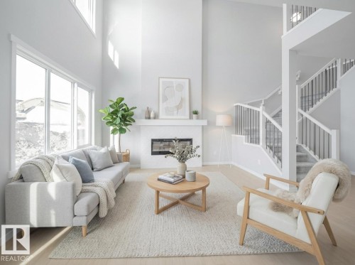 17624 4 Street, Edmonton, AB - Indoor Photo Showing Living Room With Fireplace