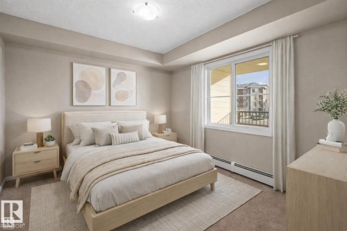 Virtually Staged - 208 5810 Mullen Place, Edmonton, AB - Indoor Photo Showing Bedroom