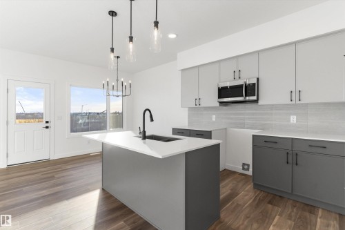 19107 20 Avenue, Edmonton, AB - Indoor Photo Showing Kitchen With Double Sink With Upgraded Kitchen