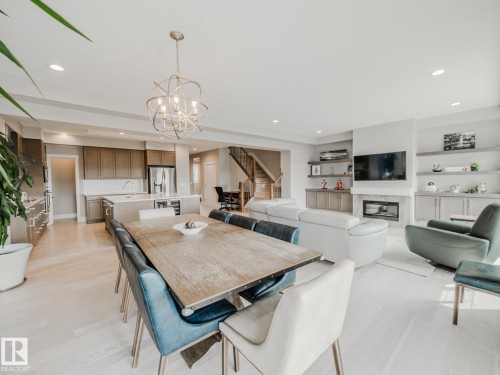 9756 222 Street, Edmonton, AB - Indoor Photo Showing Dining Room With Fireplace
