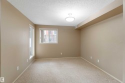 Carpeted empty room with a textured ceiling - 
