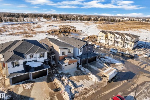 Snowy aerial view with a residential view - 38 Grayson Green, Stony Plain, AB - Outdoor With View
