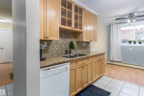 102 9925 83 Avenue, Edmonton, AB - Indoor Photo Showing Kitchen With Double Sink