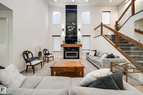 4416 Suzanna Crescent, Edmonton, AB - Indoor Photo Showing Living Room With Fireplace