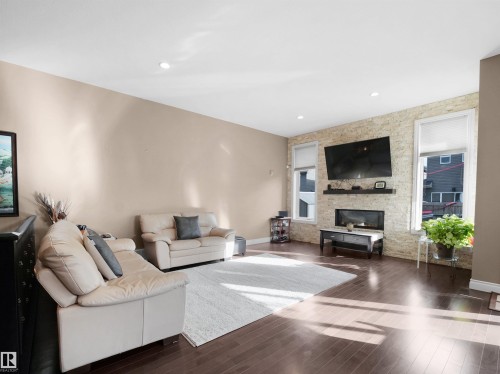 3509 West Place, Edmonton, AB - Indoor Photo Showing Living Room With Fireplace