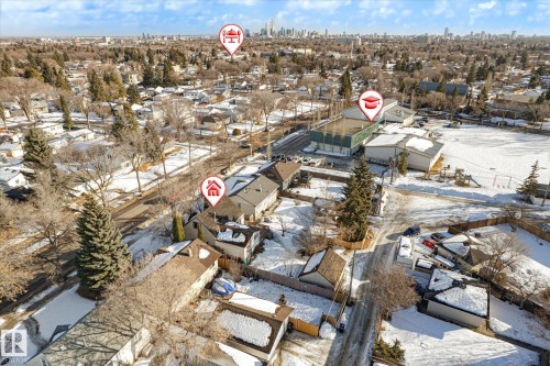 Snowy aerial view featuring a residential view - 12232 135 Street, Edmonton, AB - Outdoor With View