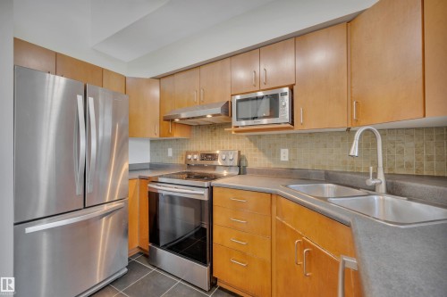 408 10118 95 Street, Edmonton, AB - Indoor Photo Showing Kitchen With Stainless Steel Kitchen With Double Sink