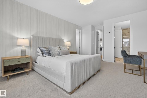 Carpeted bedroom with ensuite bathroom - 1132 Wahl Place, Edmonton, AB - Indoor Photo Showing Bedroom