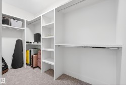 Walk in closet featuring light carpet - 