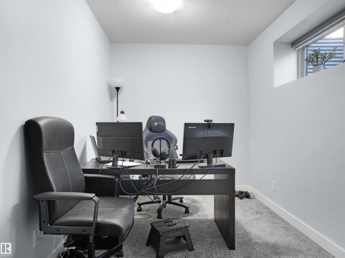 Office space featuring carpet and a textured ceiling - 207 41 Avenue, Edmonton, AB - Indoor Photo Showing Office