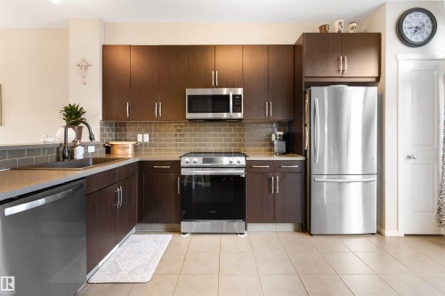 157 603 Watt Boulevard, Edmonton, AB - Indoor Photo Showing Kitchen With Stainless Steel Kitchen