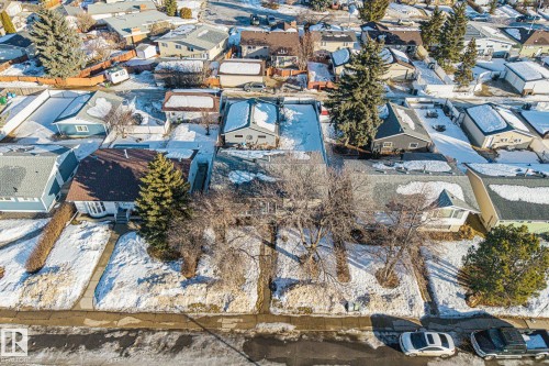 Snowy aerial view featuring a residential view - 14911 96 Street, Edmonton, AB - Outdoor With View