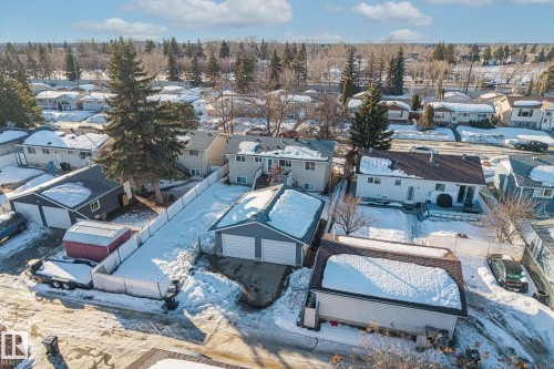Snowy aerial view with a residential view - 14911 96 Street, Edmonton, AB - Outdoor With View