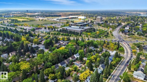 Aerial view of property and surrounding area featuring a tree filled landscape - 11222 71 Avenue, Edmonton, AB - Outdoor With View