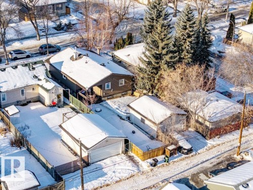 Snowy aerial view with a residential view - 12253 95A Street, Edmonton, AB - Outdoor