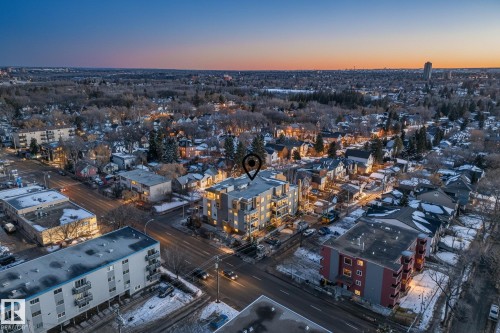 Aerial view at dusk - 104 8515 99 Street, Edmonton, AB - Outdoor With View