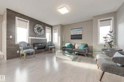 8729 Carson Way, Edmonton, AB - Indoor Photo Showing Living Room With Fireplace