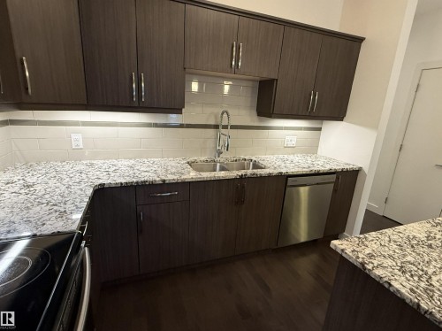 119 10523 123 Street, Edmonton, AB - Indoor Photo Showing Kitchen With Stainless Steel Kitchen With Double Sink With Upgraded Kitchen