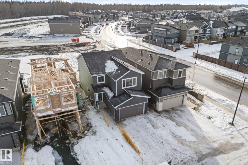 Snowy aerial view featuring a residential view - 3 Pierwyck Loop, Spruce Grove, AB - Outdoor