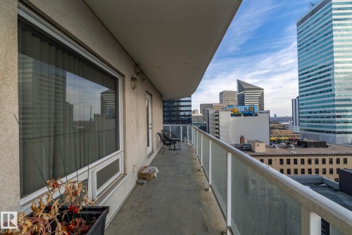 Balcony with a view of city - 1004 10136 104 Street, Edmonton, AB - Outdoor With Exterior
