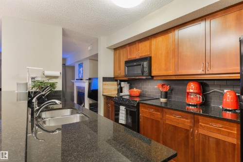 3 9026 Jasper Ave Avenue, Edmonton, AB - Indoor Photo Showing Kitchen With Double Sink
