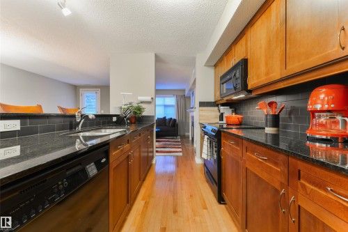 3 9026 Jasper Ave Avenue, Edmonton, AB - Indoor Photo Showing Kitchen With Double Sink