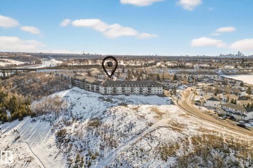 View of snowy aerial view - 357 1196 Hyndman Road, Edmonton, AB - Outdoor With View