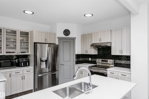 7703 Getty Wynd, Edmonton, AB - Indoor Photo Showing Kitchen With Stainless Steel Kitchen With Double Sink