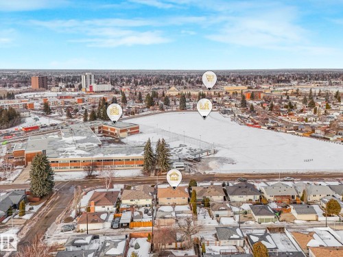 Aerial perspective of suburban area - 6007 95 Avenue, Edmonton, AB - Outdoor With View