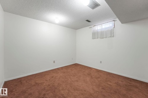 Below grade area featuring a textured ceiling and dark carpet - 19 1415 62 Street, Edmonton, AB - Indoor Photo Showing Other Room