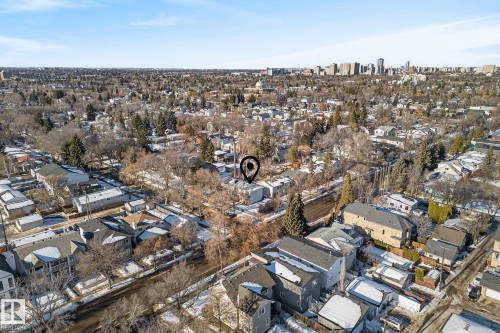 Aerial view of property's location with nearby urban area and nearby suburban area - 10602 66 Avenue, Edmonton, AB - Outdoor With View