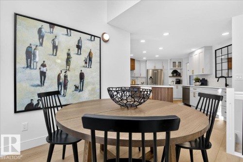 Dining area featuring recessed lighting and light wood finished floors - 218 Omand Drive, Edmonton, AB 